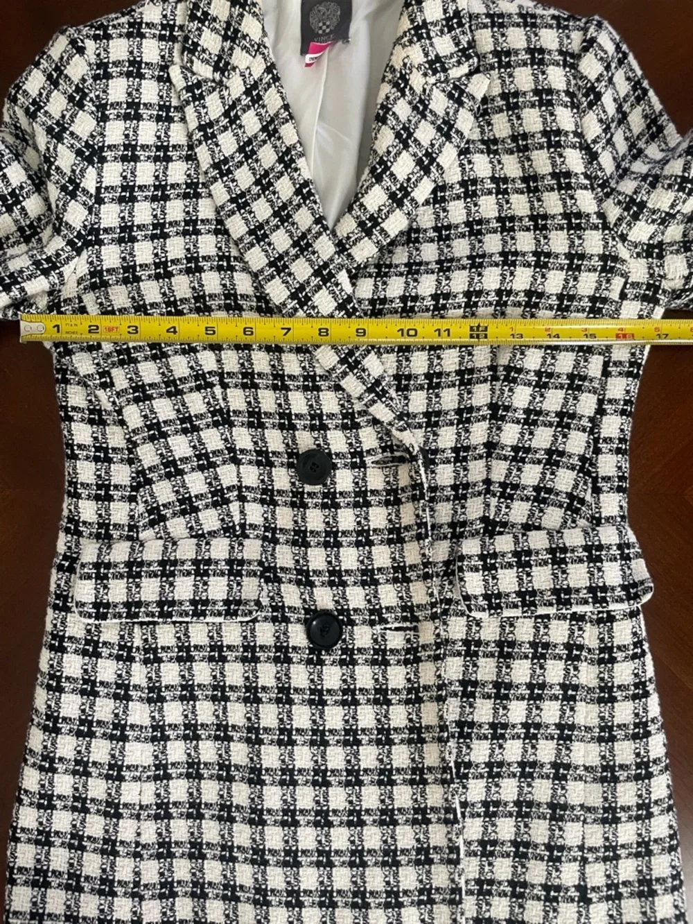 Vince Camuto Tweed Blazer Black Ivory Double-Breasted Size 0